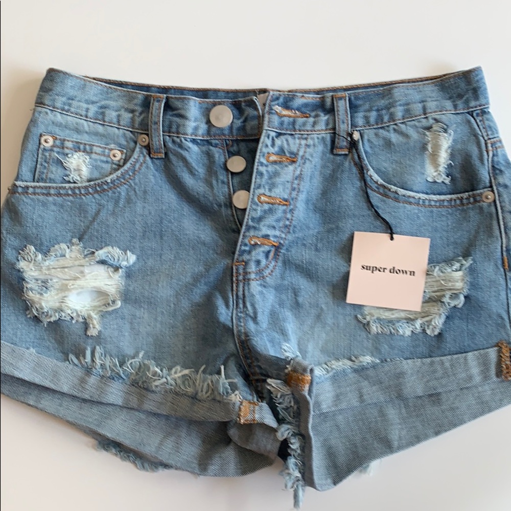 Super down jean denim shorts